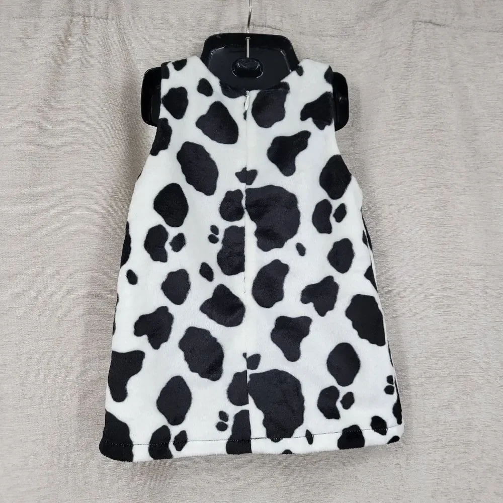 The Children's Place Black and White Girls Cow Print Shift Dress Y2K
